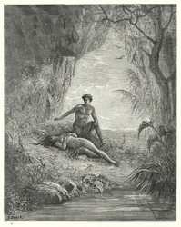 Illustratie van Gustave Doré voor Miltons Paradise Lost, Boek V, regels 12, 13